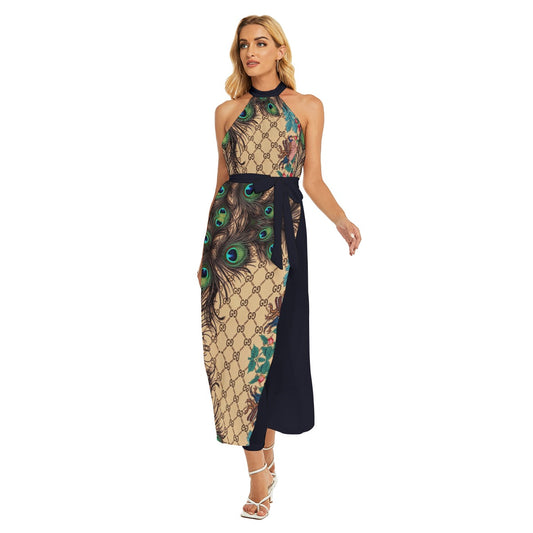 Gucci Pea by Giore  Women's Wrap Hem Belted Halter Dress