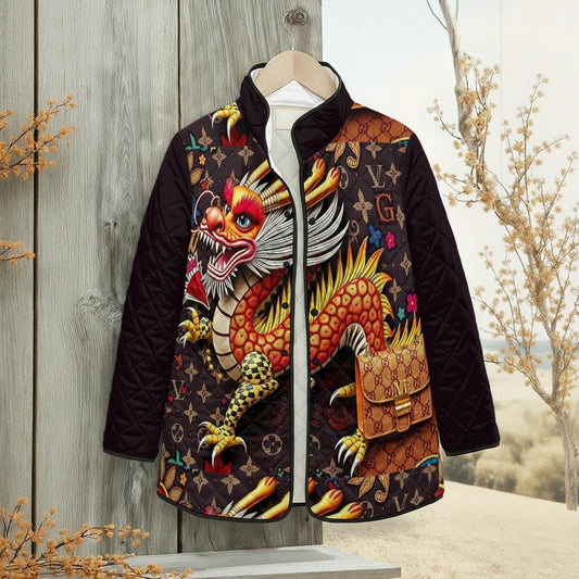 Cartier Dragons Women's Quilted Jacket with Side Slits