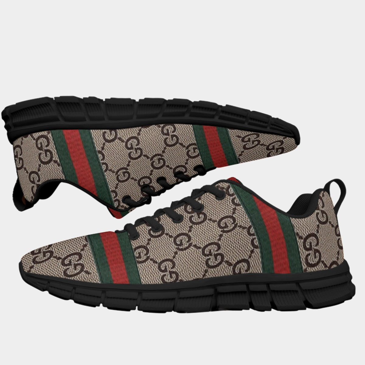 All-Over Print Men's Sports Shoes With Black Sole