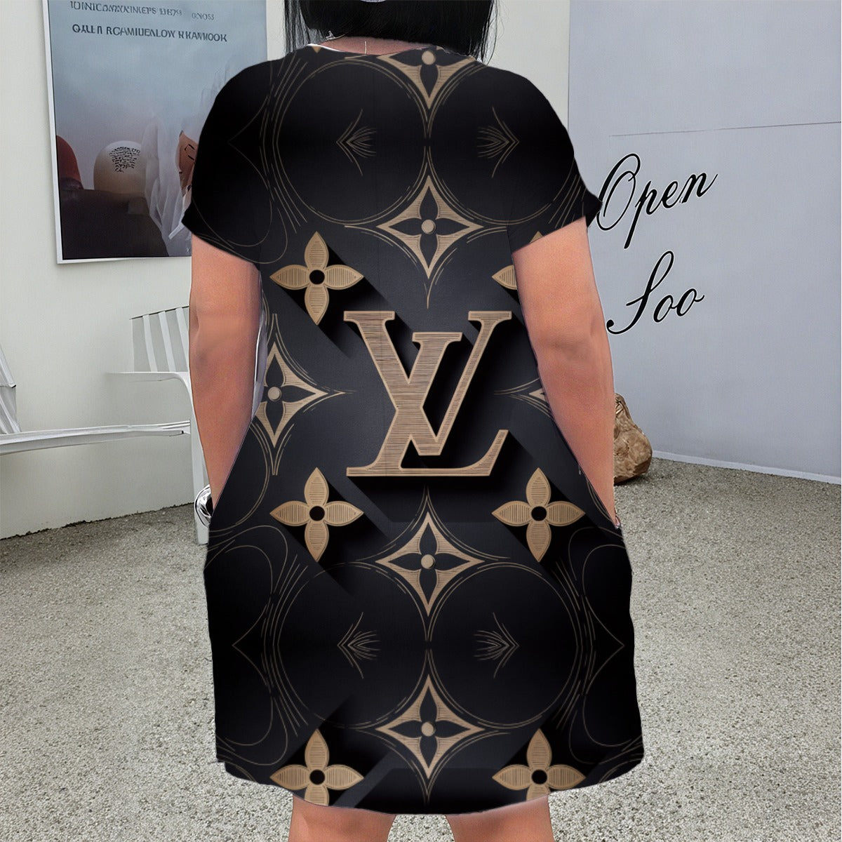 VL By Carti Women'S V Neck Short Sleeve Dress Plus Size