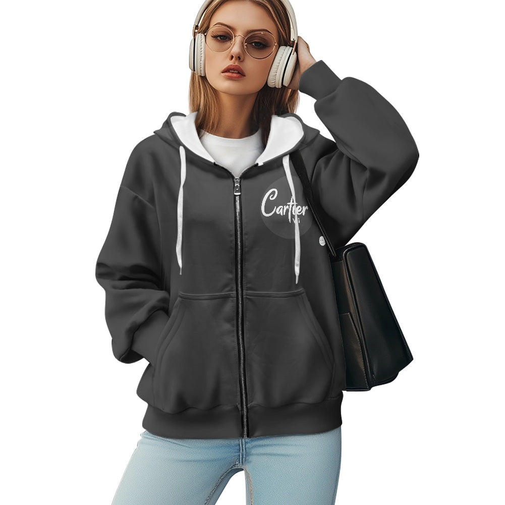 Ladies loose zipper sweatshirt