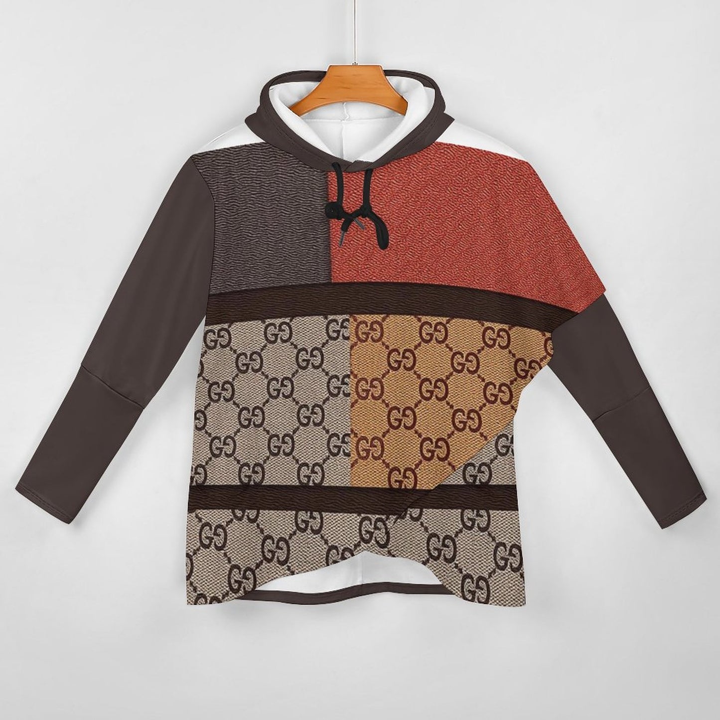 230gsm Poncho-style Long Sleeve Women Hoodie with Irregular Hem(All-Over Printing)
