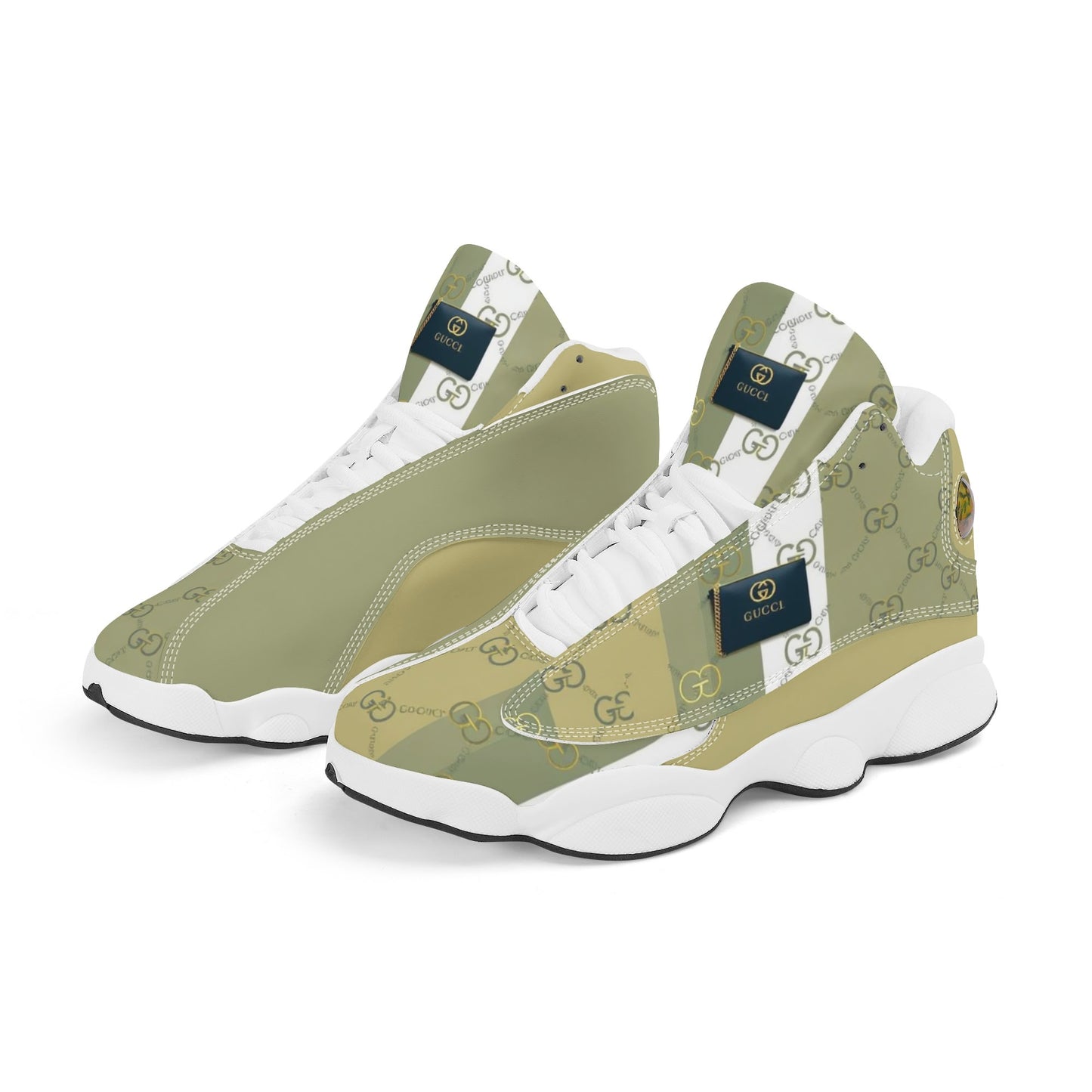Mens White Black Outsole PU Leather Basketball Shoes