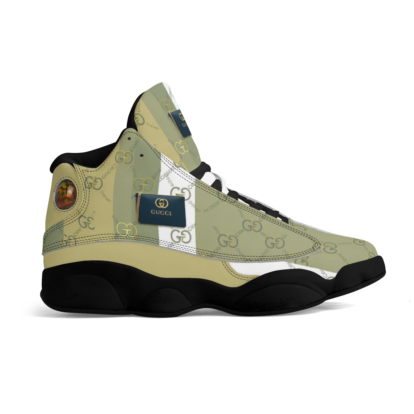 Mens White Black Outsole PU Leather Basketball Shoes