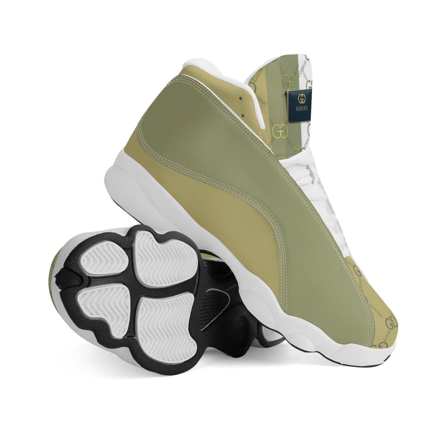 Mens White Black Outsole PU Leather Basketball Shoes