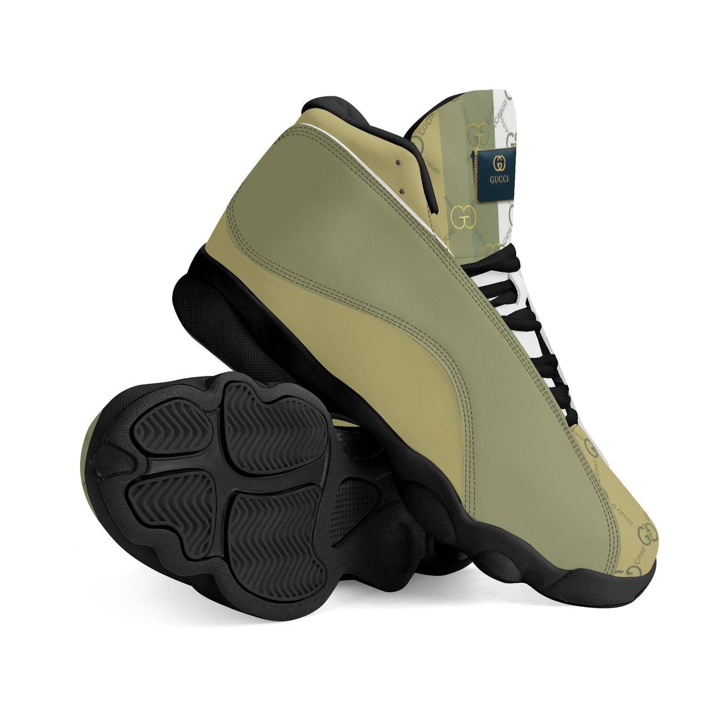 Mens White Black Outsole PU Leather Basketball Shoes
