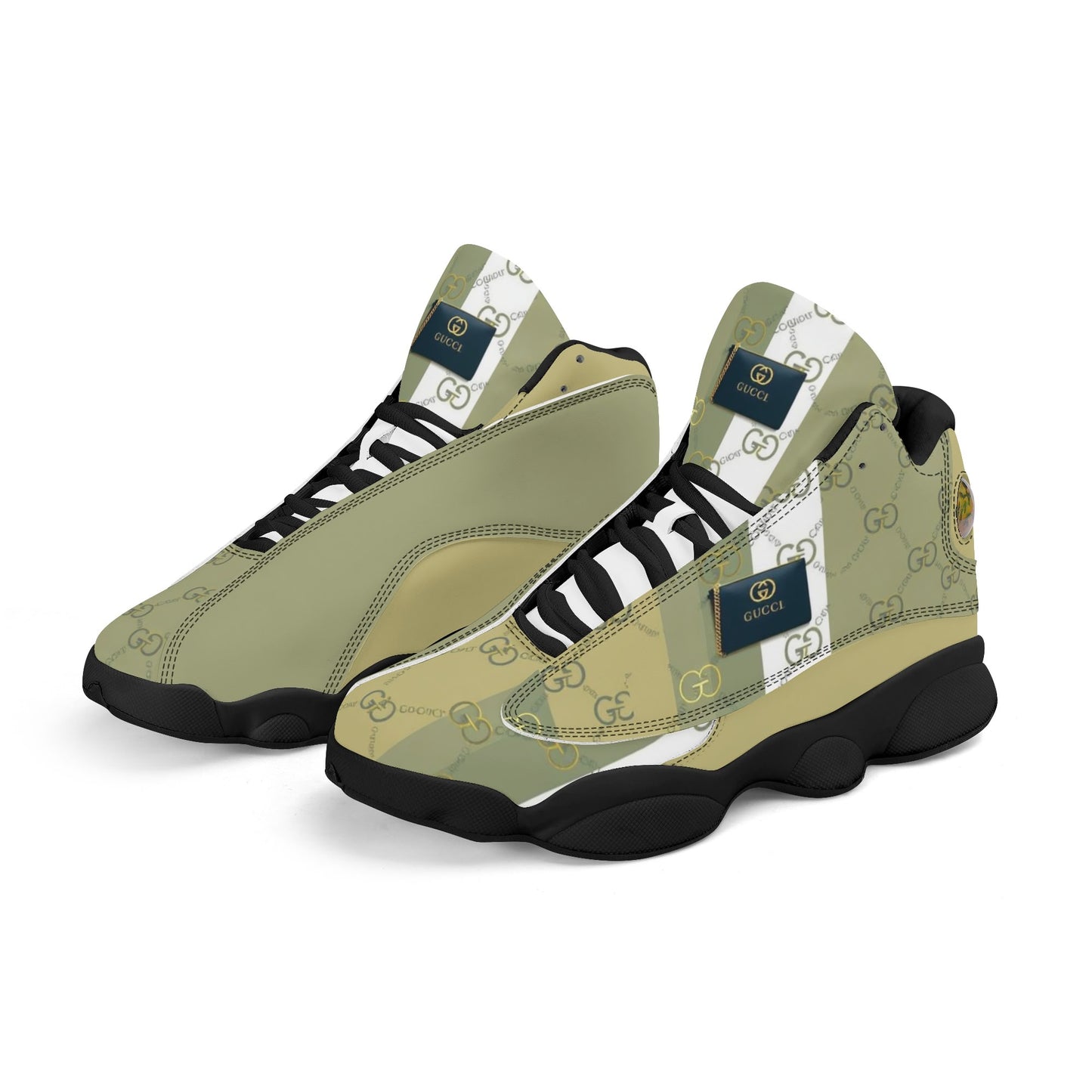 Mens White Black Outsole PU Leather Basketball Shoes