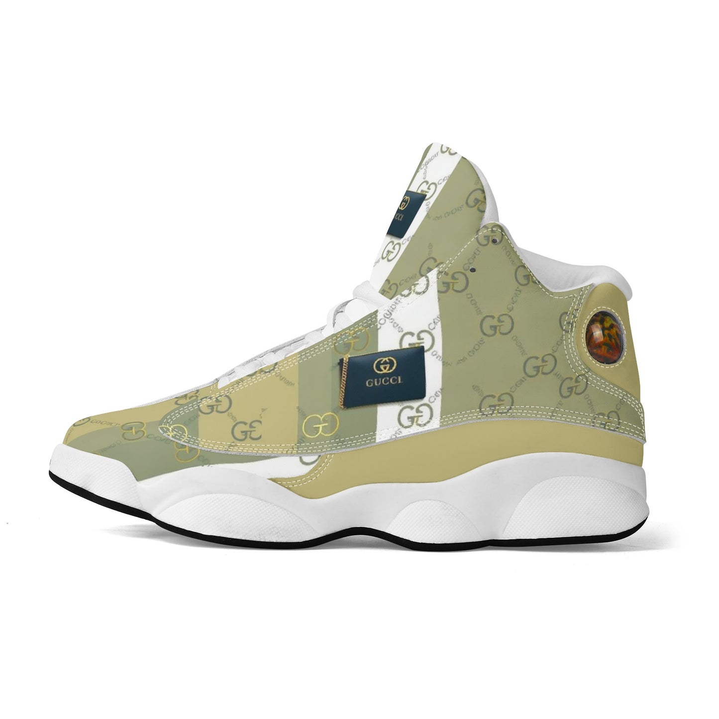 Mens White Black Outsole PU Leather Basketball Shoes