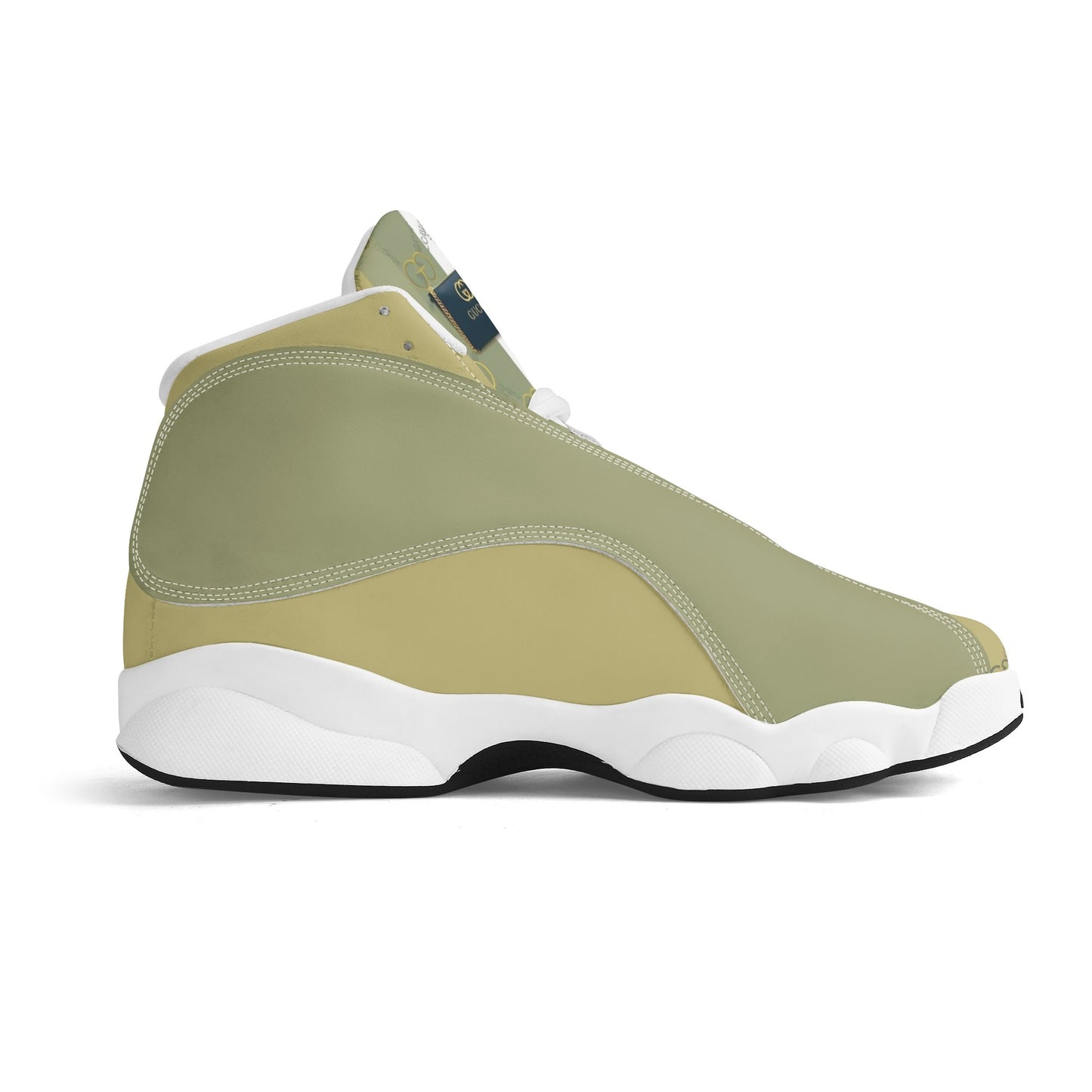 Mens White Black Outsole PU Leather Basketball Shoes