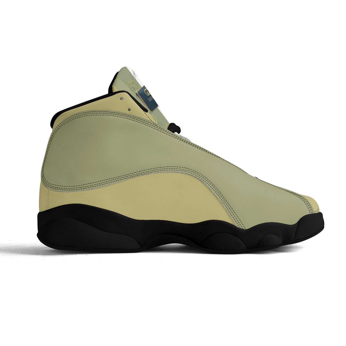 Mens White Black Outsole PU Leather Basketball Shoes