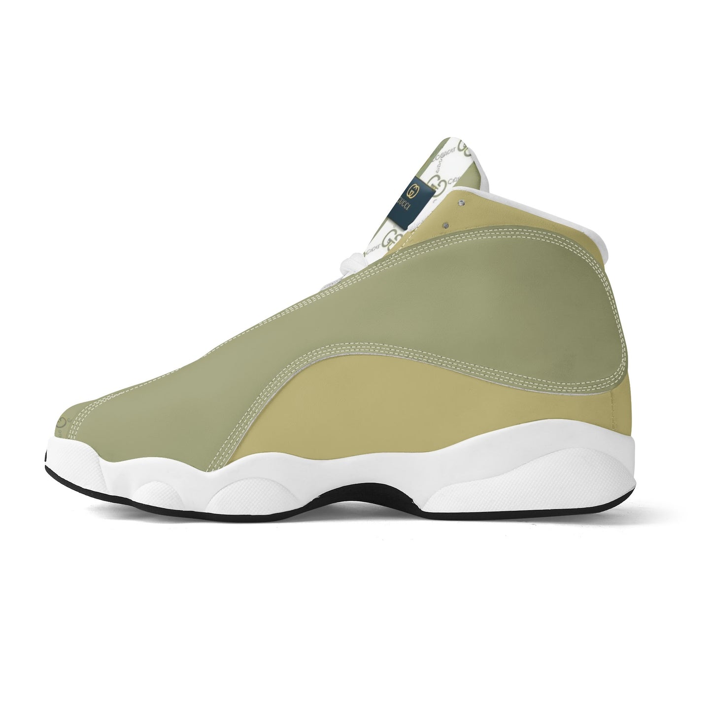 Mens White Black Outsole PU Leather Basketball Shoes