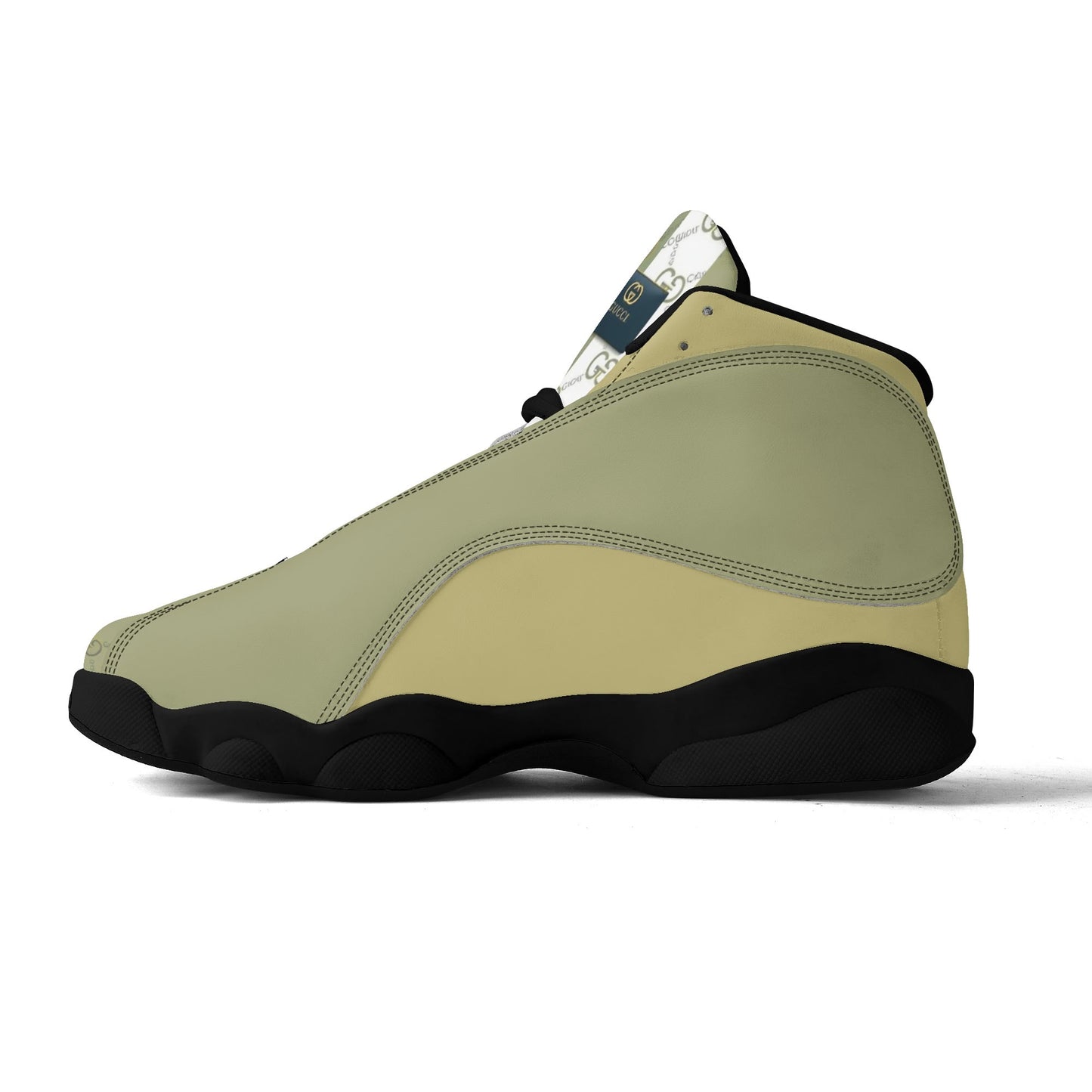Mens White Black Outsole PU Leather Basketball Shoes