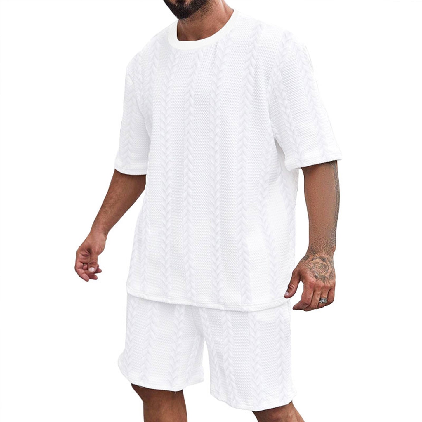 2 Side Simple Print Men's Jacquard Casual Suit
