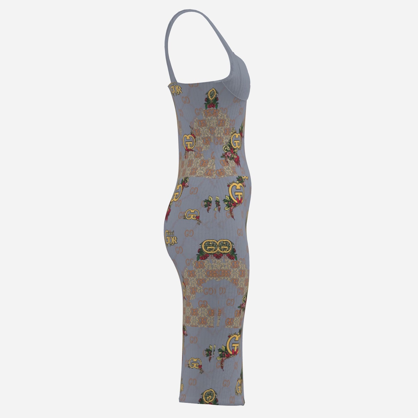 All-Over Print Women's Bodycon Dress-Stretch Pit Strips 240 GSM