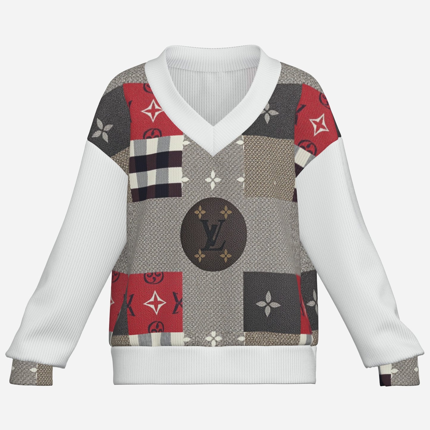 All-Over Print Women's V-Neck Causal Sweatshirt