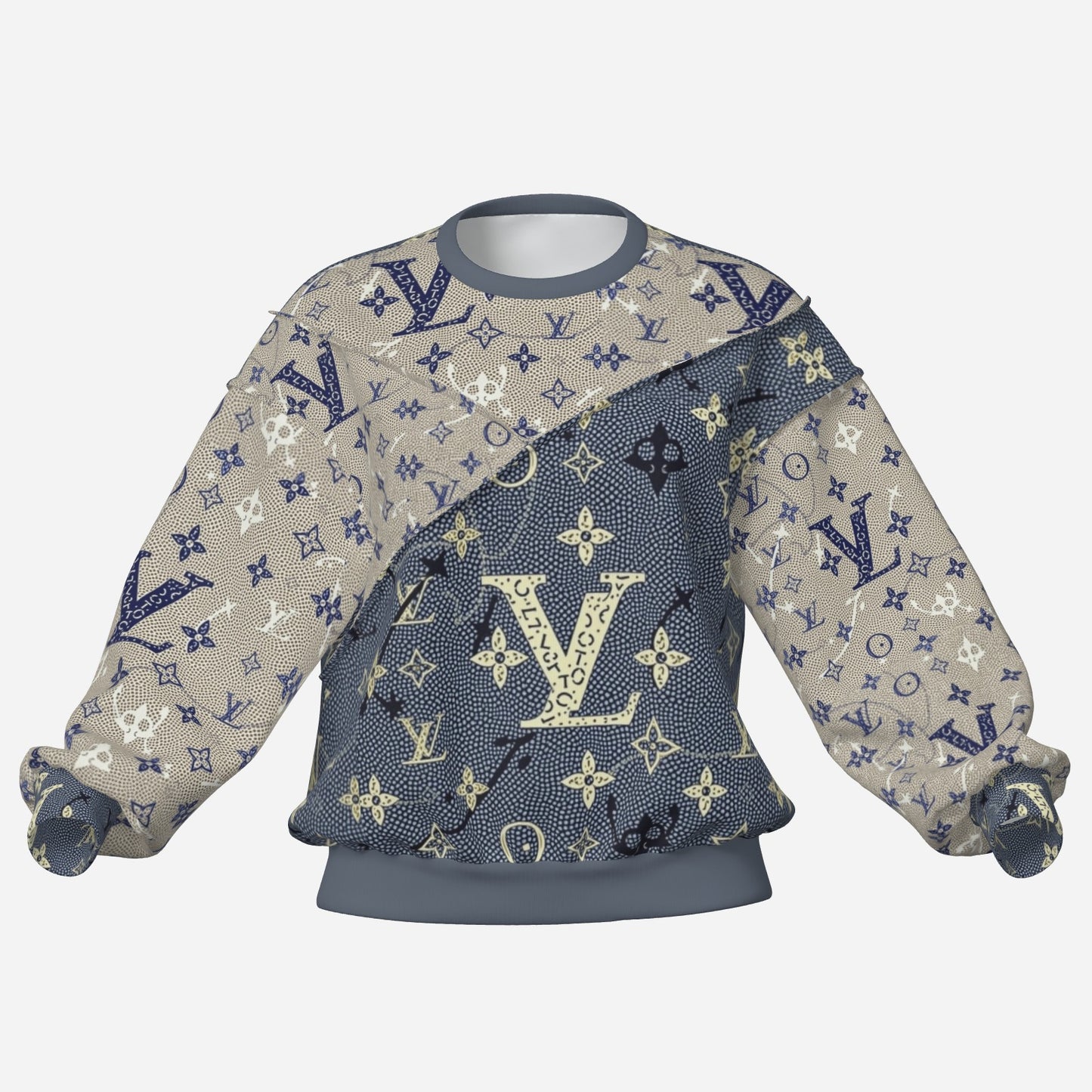 All-Over Print Women's Patchwork Sweatshirt Drop Shoulder