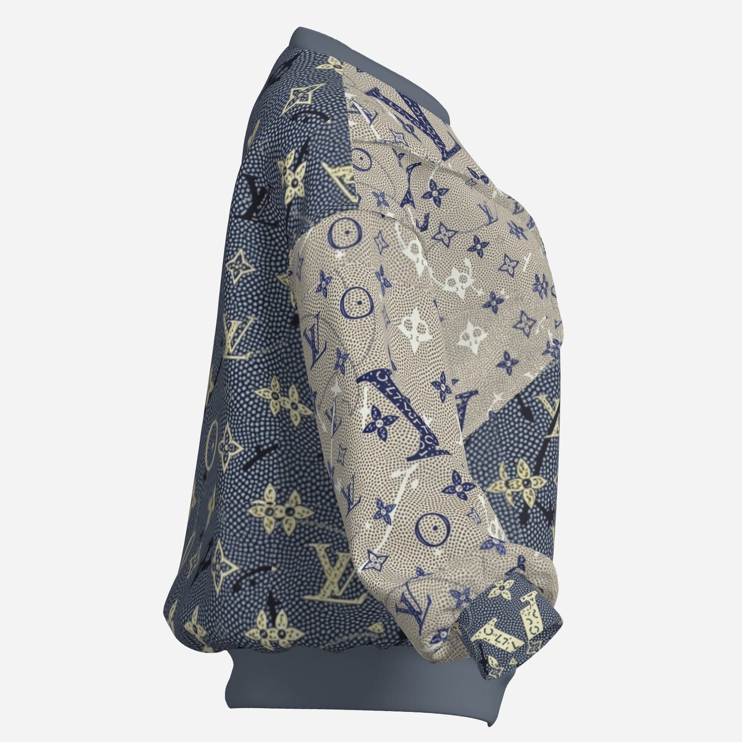 All-Over Print Women's Patchwork Sweatshirt Drop Shoulder