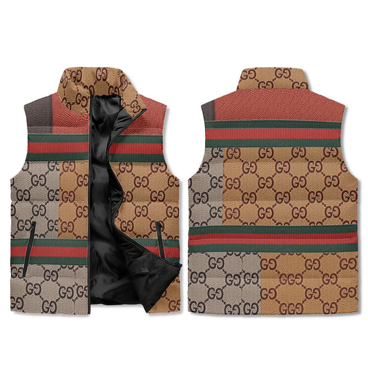 Gucci Giore Lightweight Sleeveless Puffer Jacket - Winter Warm Zip Up Stand Collar Vest for Unisex, Quilted Padded Design with Front Pockets