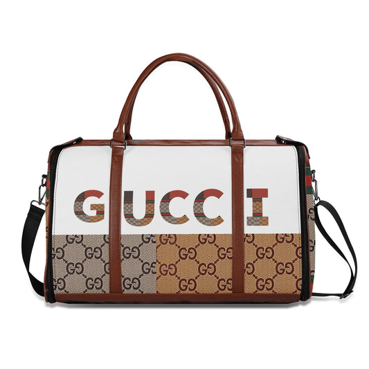 Personalized Foldable Leather Travel Duffle Bag by Gucci by Carti | Spacious Multi-Compartment Design | Ideal Dad/Mom Gift for Christmas/Birthday