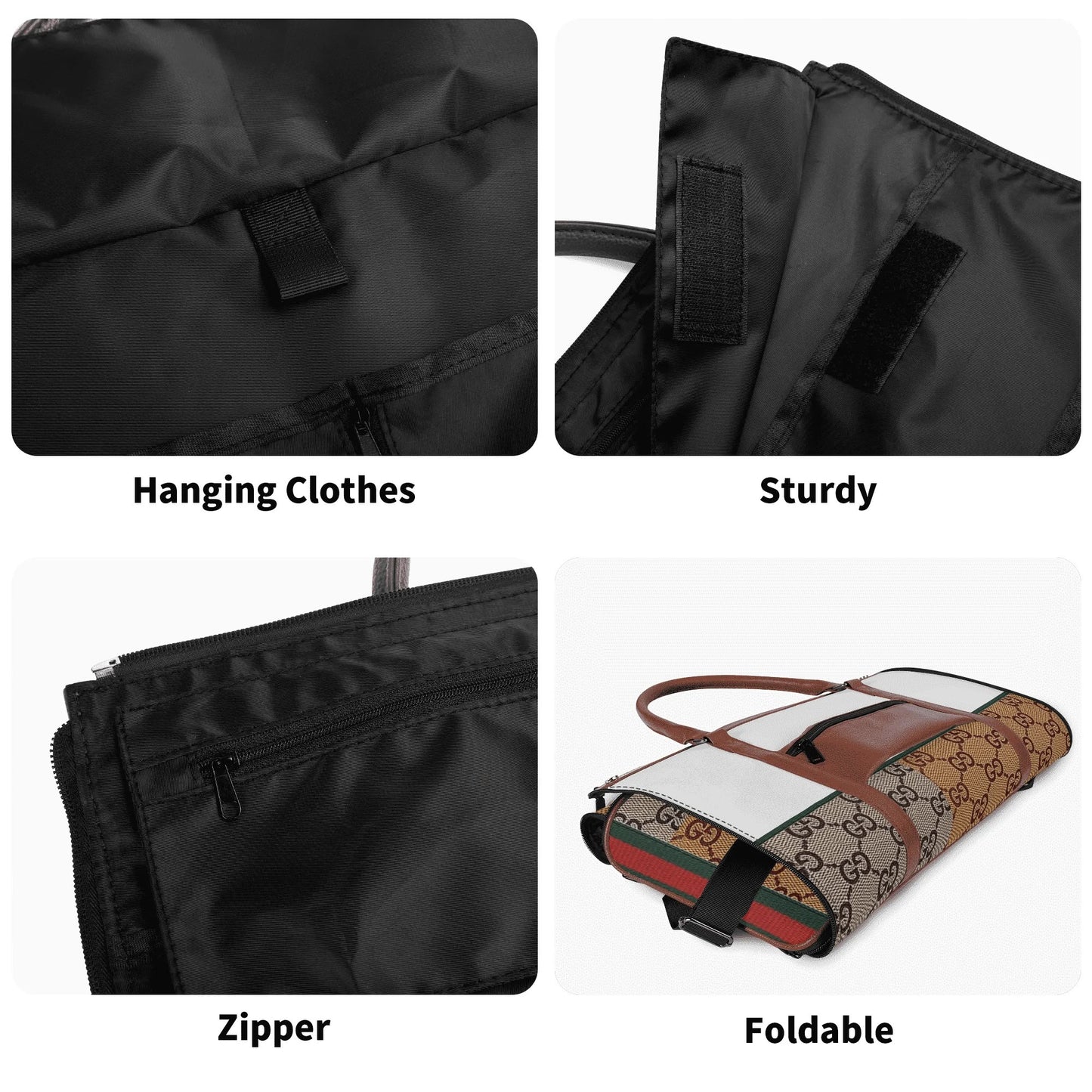 Personalized Foldable Leather Travel Duffle Bag by Gucci by Carti | Spacious Multi-Compartment Design | Ideal Dad/Mom Gift for Christmas/Birthday