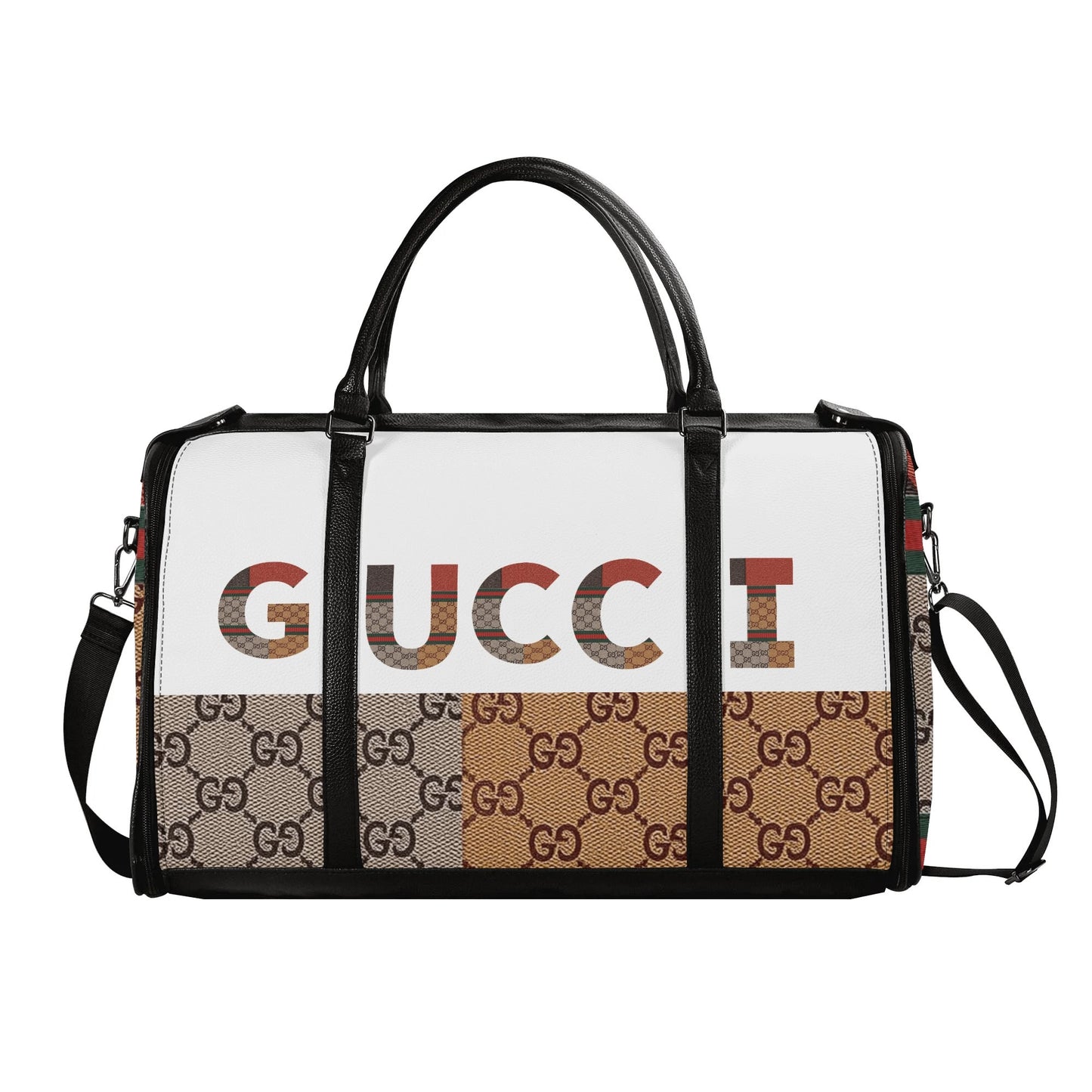 Personalized Foldable Leather Travel Duffle Bag by Gucci by Carti | Spacious Multi-Compartment Design | Ideal Dad/Mom Gift for Christmas/Birthday