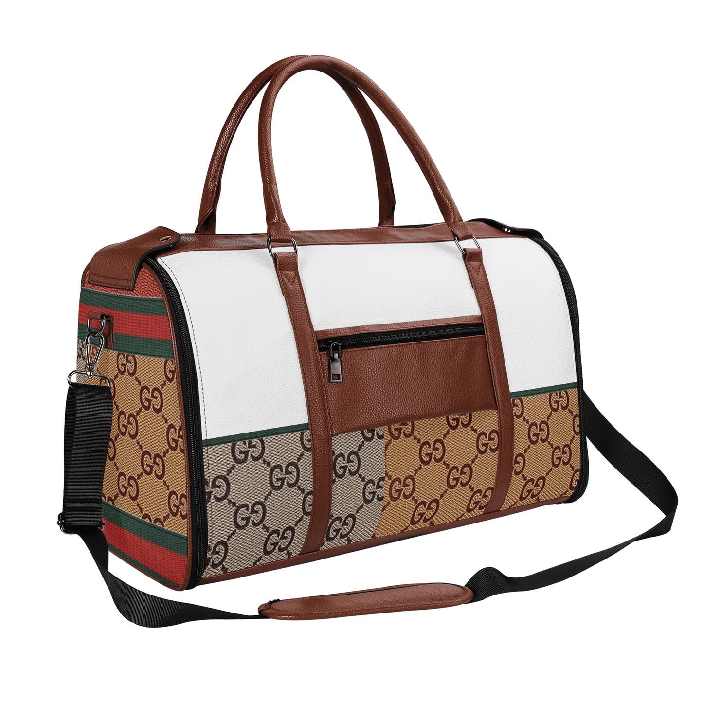 Personalized Foldable Leather Travel Duffle Bag by Gucci by Carti | Spacious Multi-Compartment Design | Ideal Dad/Mom Gift for Christmas/Birthday