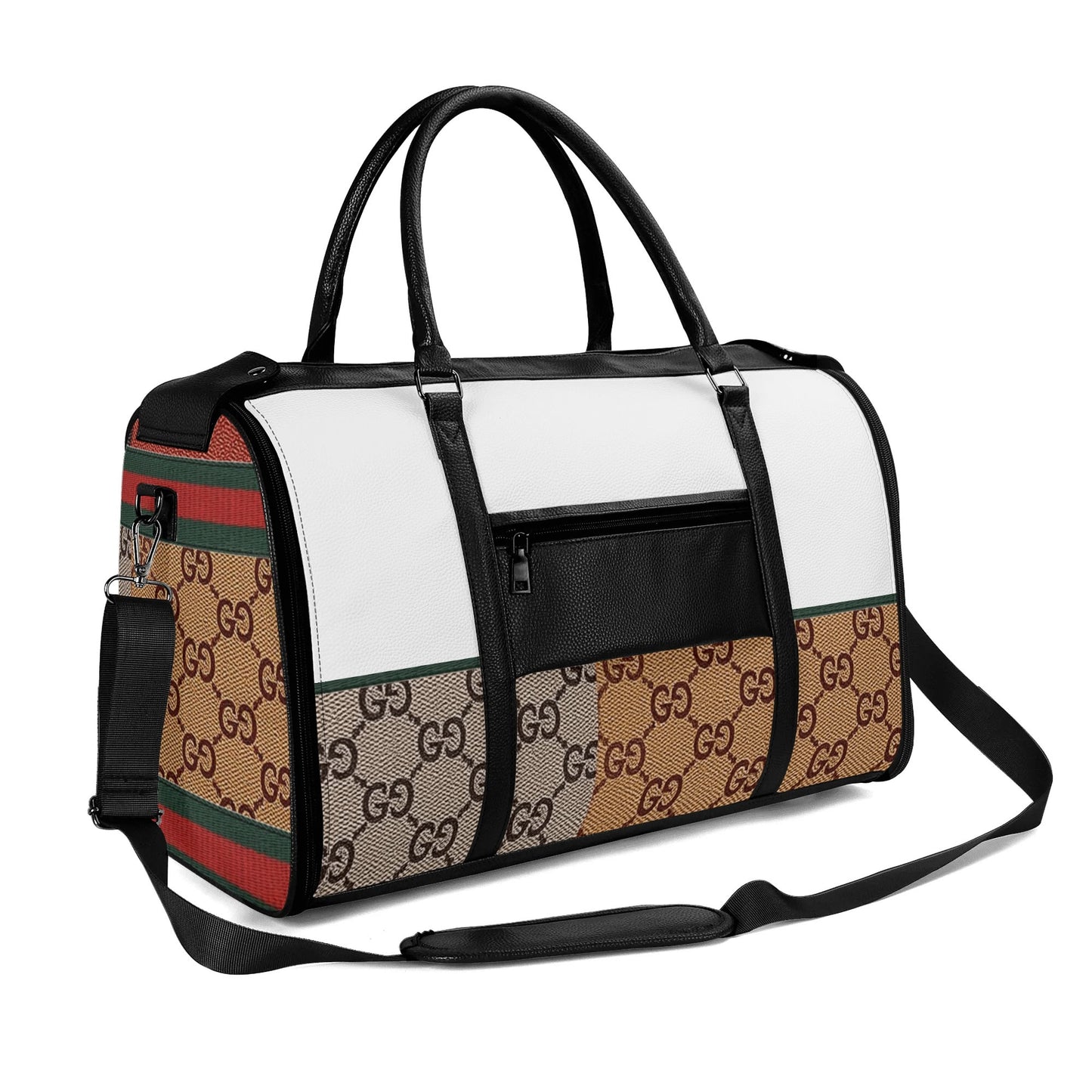 Personalized Foldable Leather Travel Duffle Bag by Gucci by Carti | Spacious Multi-Compartment Design | Ideal Dad/Mom Gift for Christmas/Birthday