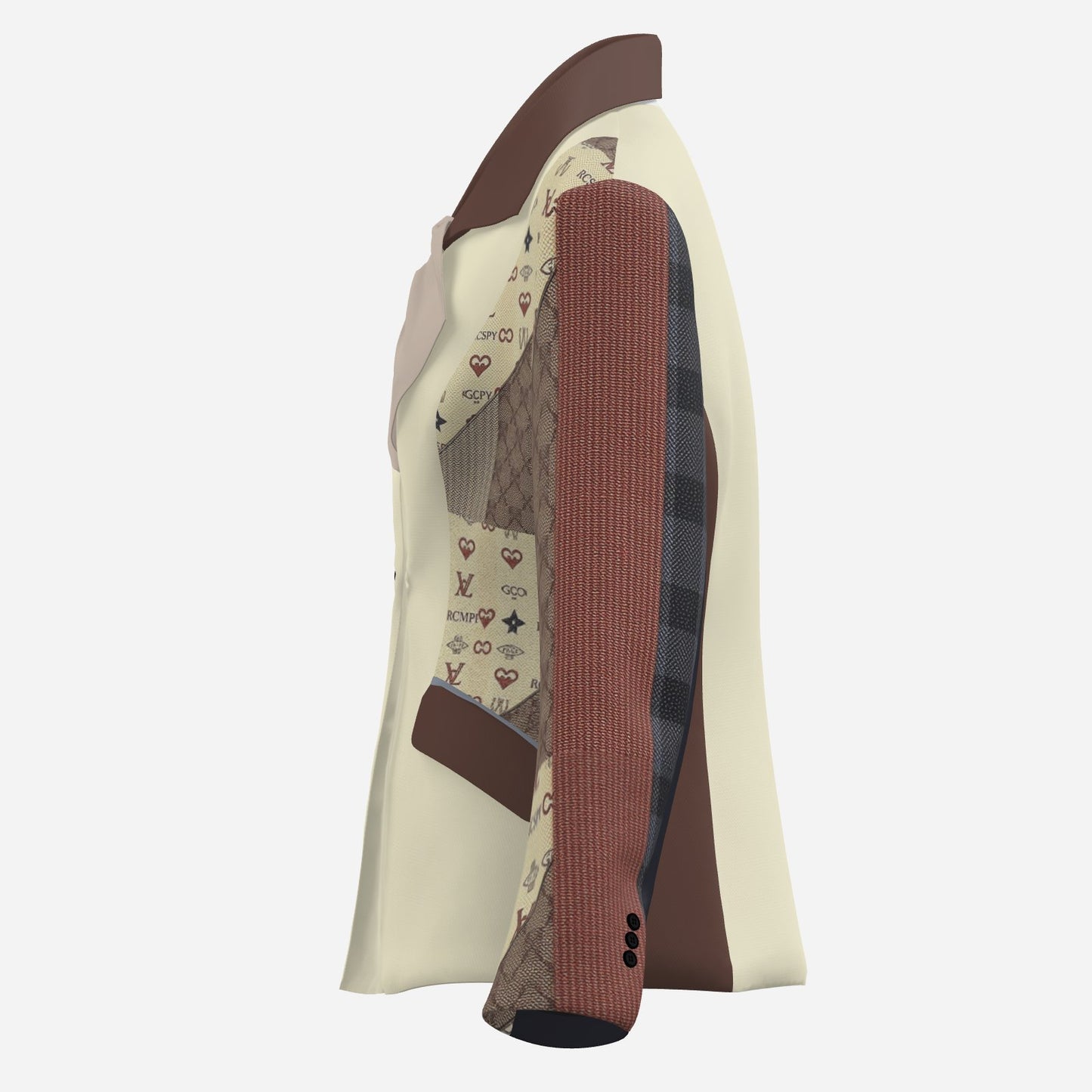 All-Over Print Women's Blazer Jacket Lapel Open Front-Yami Satin 210 GSM