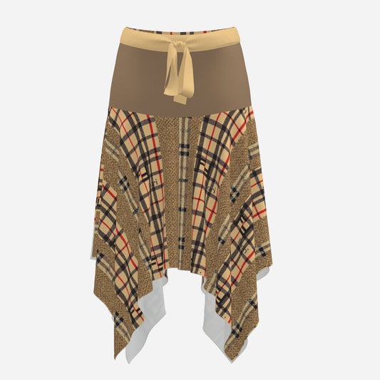 Burrberry by Cartier All-Over Print Women's Bow Tie Skirt-Milk Silk 200 GSM