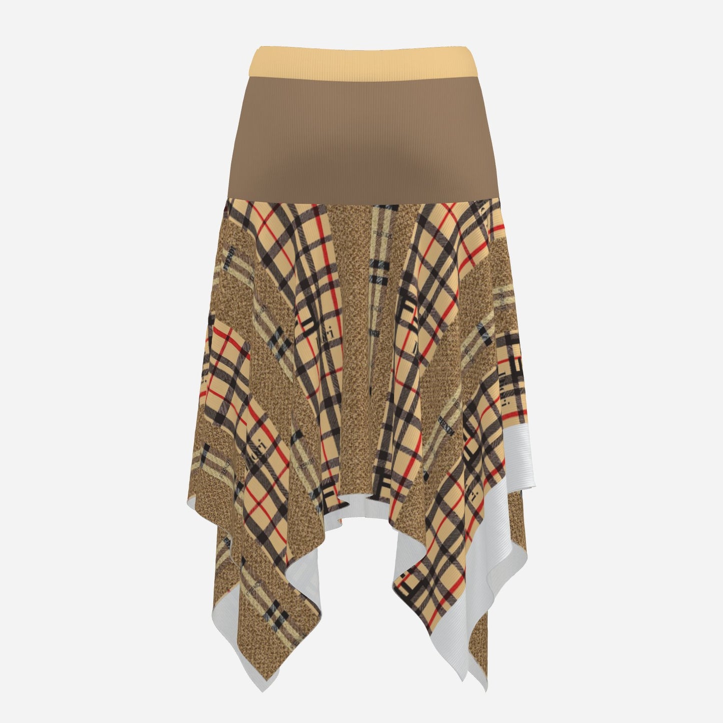 Burrberry by Cartier All-Over Print Women's Bow Tie Skirt-Milk Silk 200 GSM