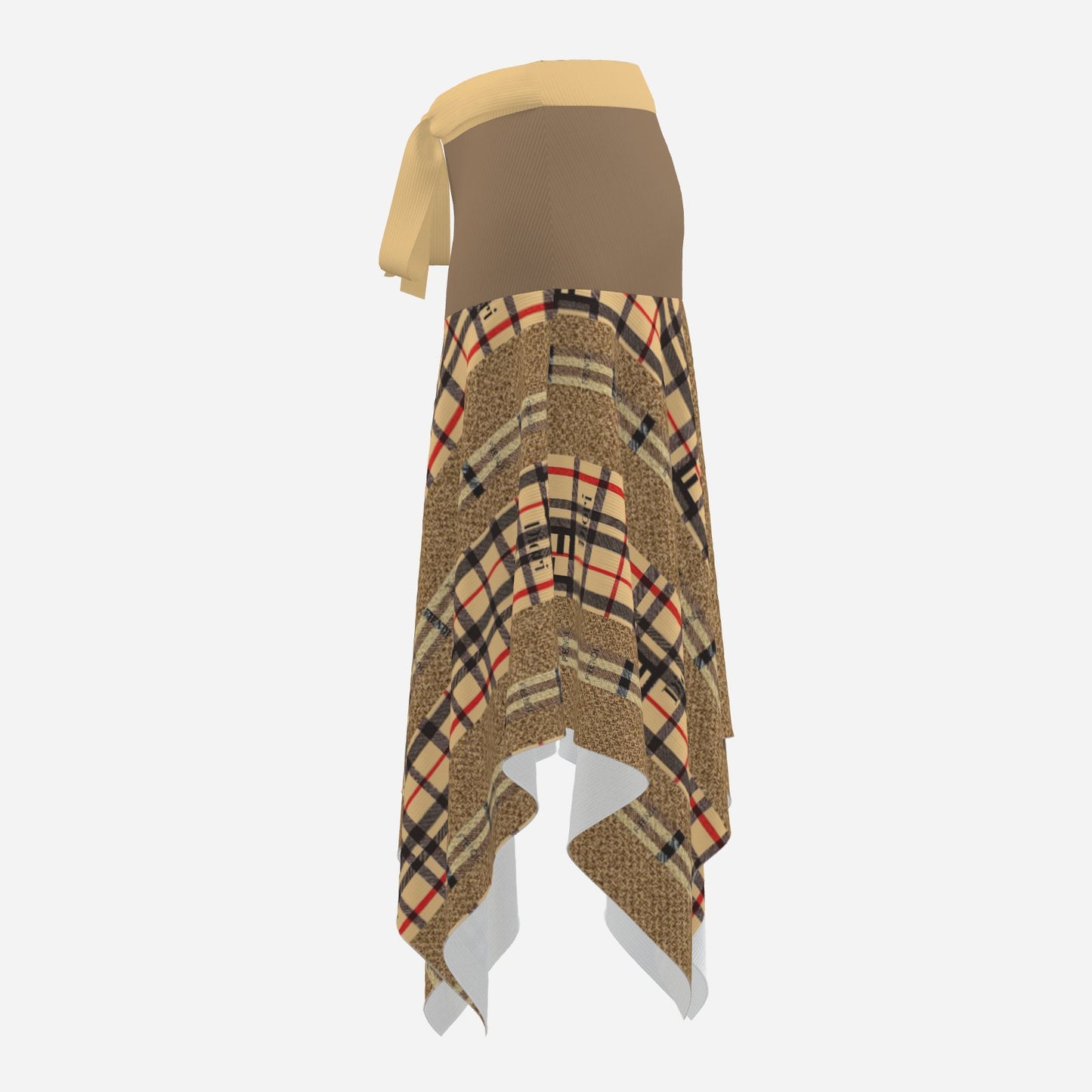 Burrberry by Cartier All-Over Print Women's Bow Tie Skirt-Milk Silk 200 GSM