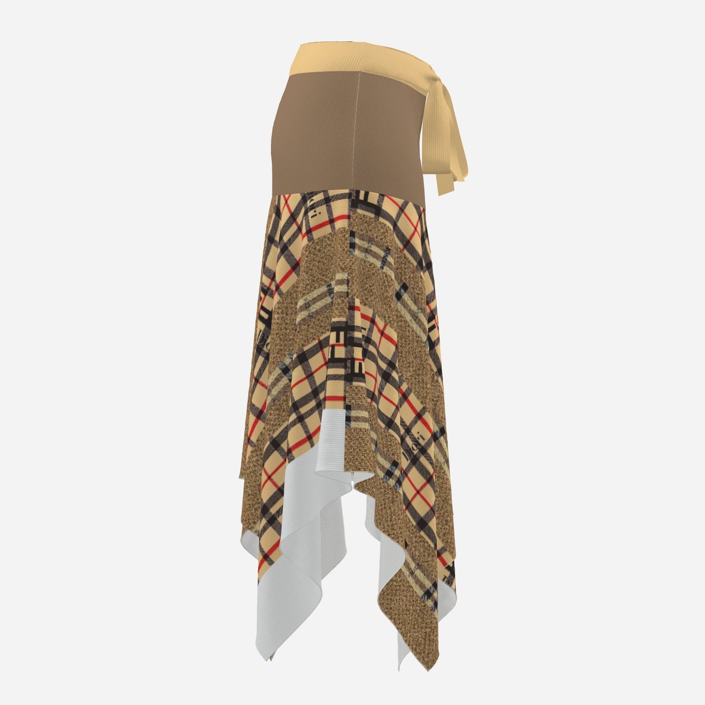 Burrberry by Cartier All-Over Print Women's Bow Tie Skirt-Milk Silk 200 GSM