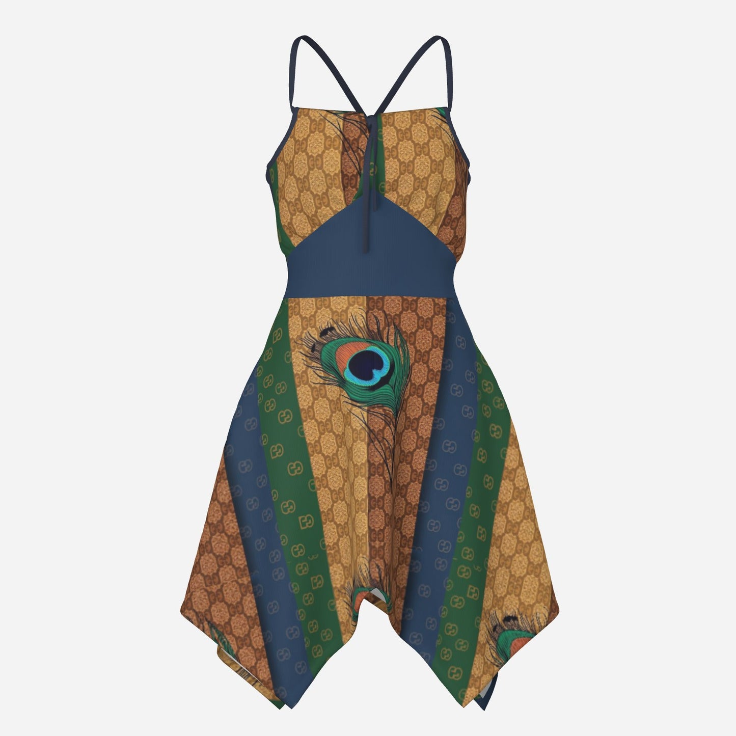 All-Over Print Women's Dress with Irregular Hem-Milk Silk 180 GSM
