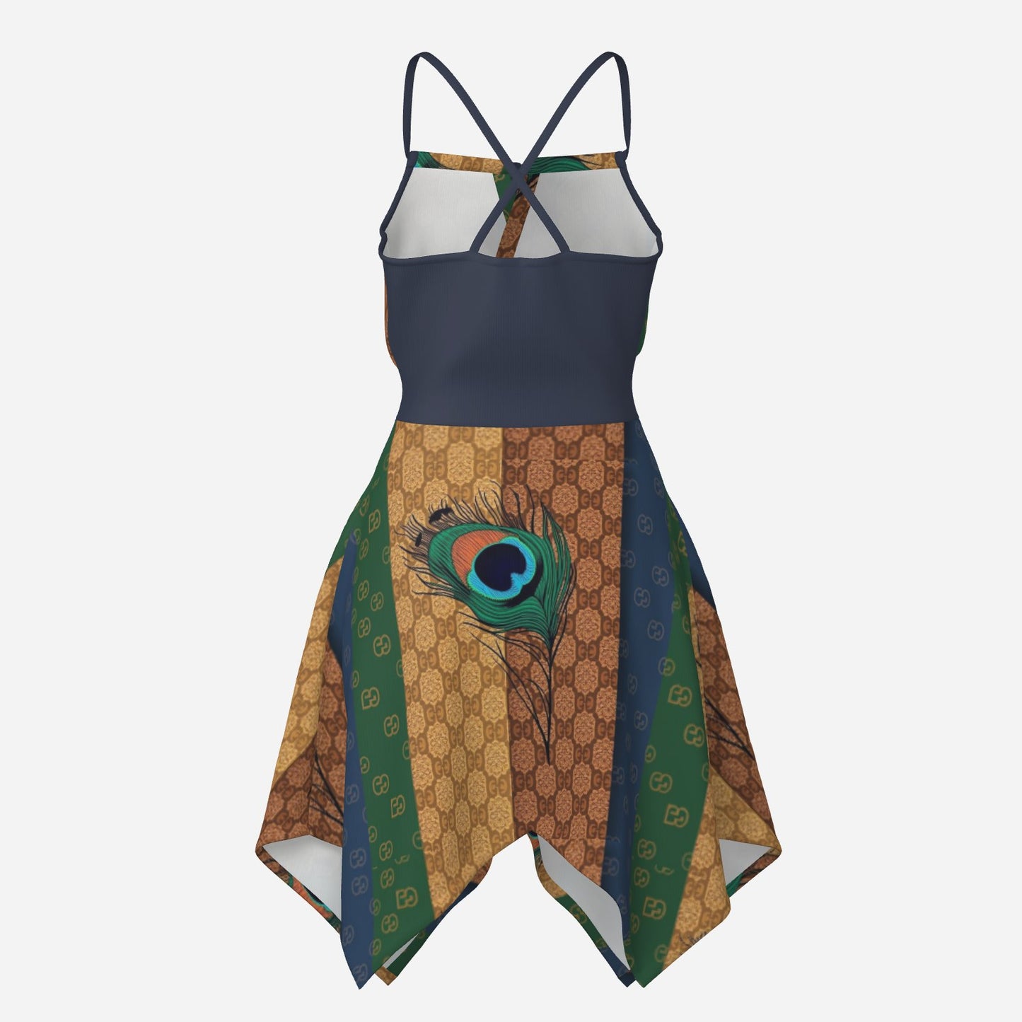 All-Over Print Women's Dress with Irregular Hem-Milk Silk 180 GSM