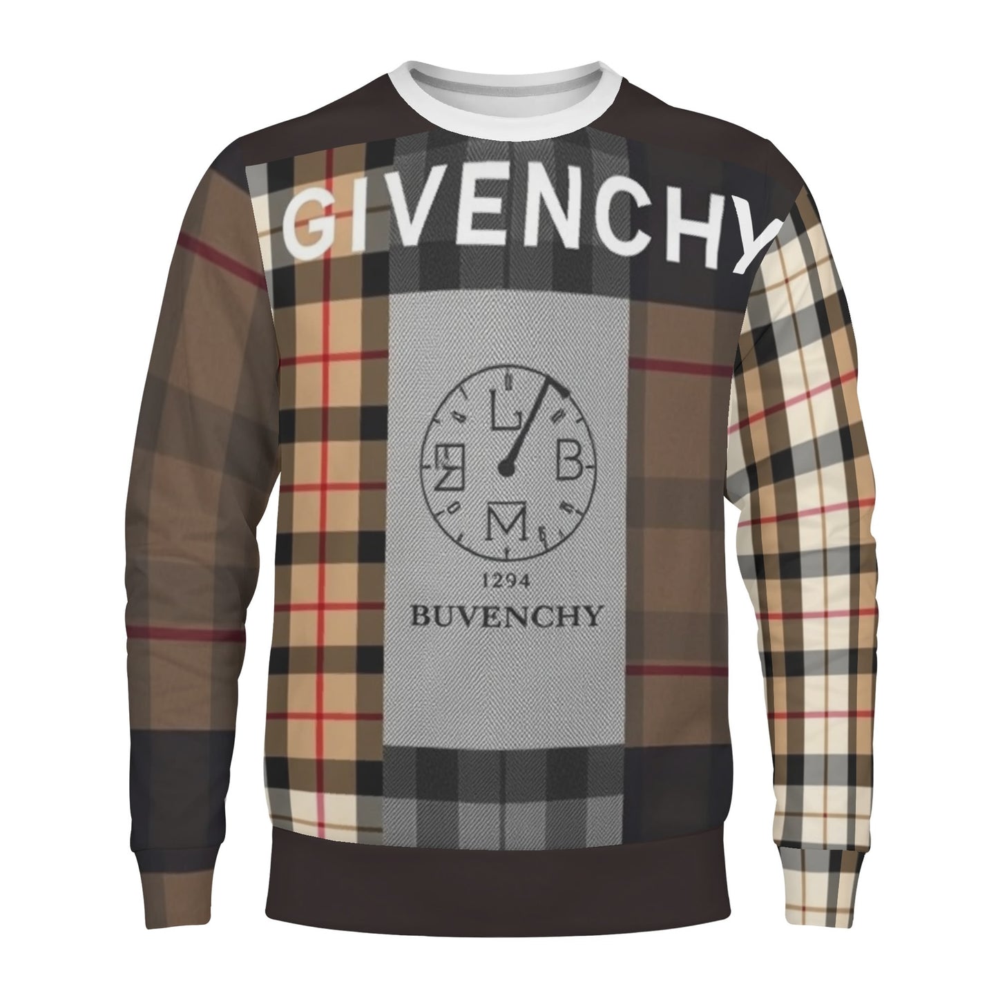 Mens All Over Print Crew Neck Sweatshirt - Streetwear Pullover with Drop Shoulder Design for Casual Wear