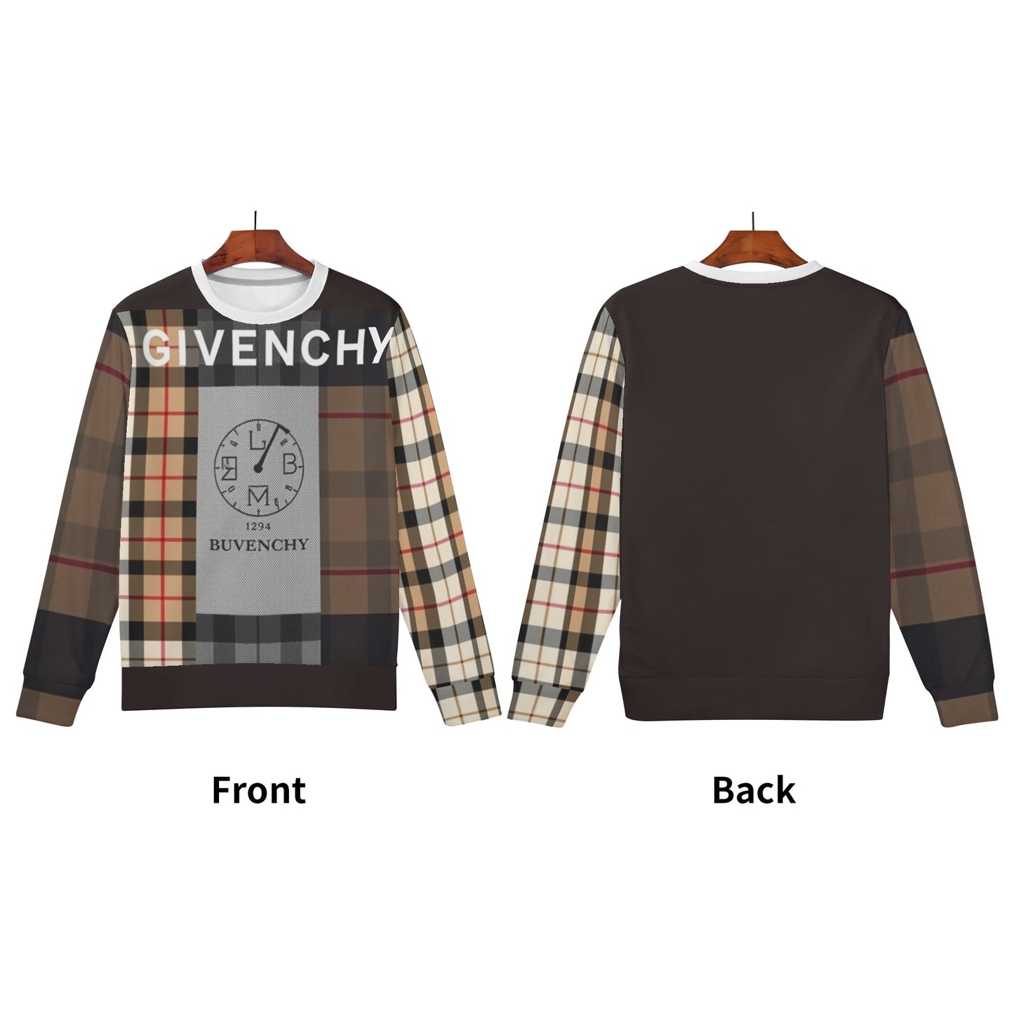 Mens All Over Print Crew Neck Sweatshirt - Streetwear Pullover with Drop Shoulder Design for Casual Wear