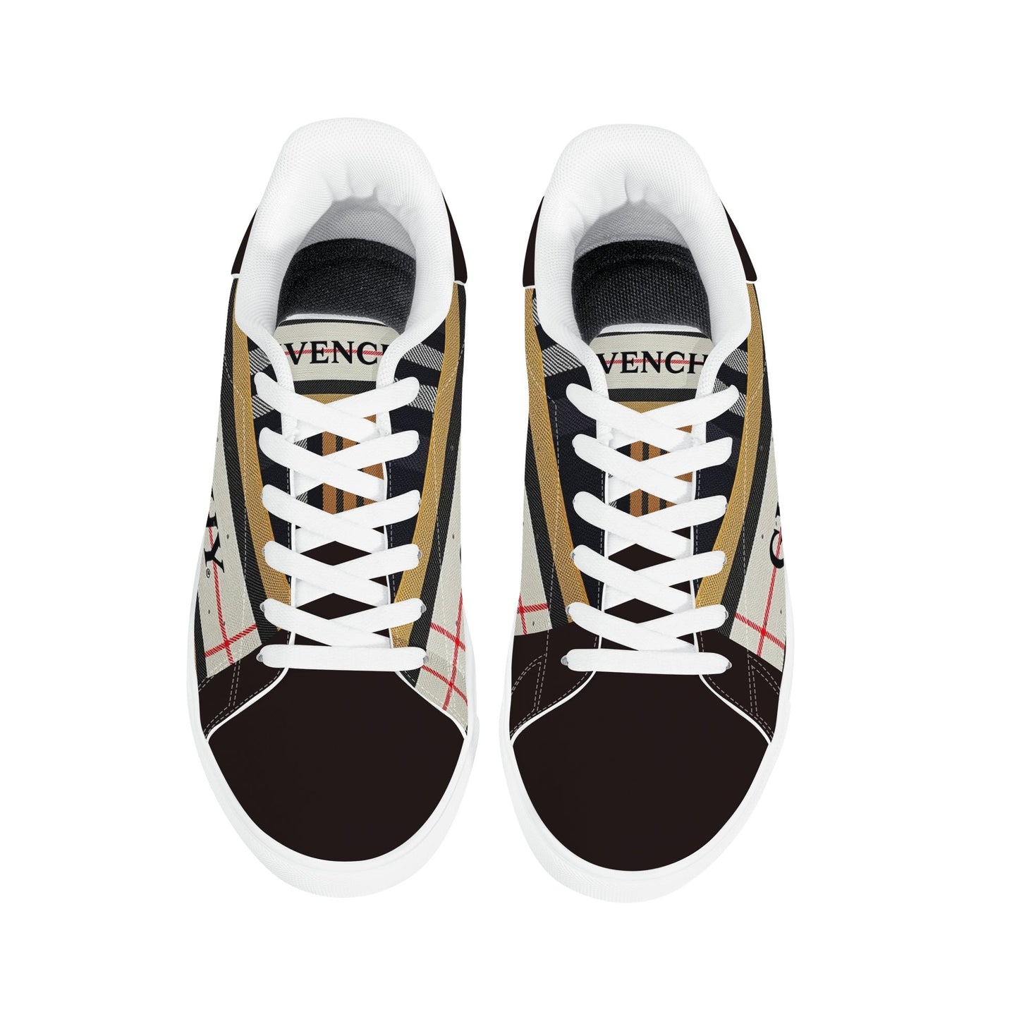 Gvenchy Mens Lace-Up Leather Sneakers with Removable EVA Insole - Slip-Proof Rubber Outsole