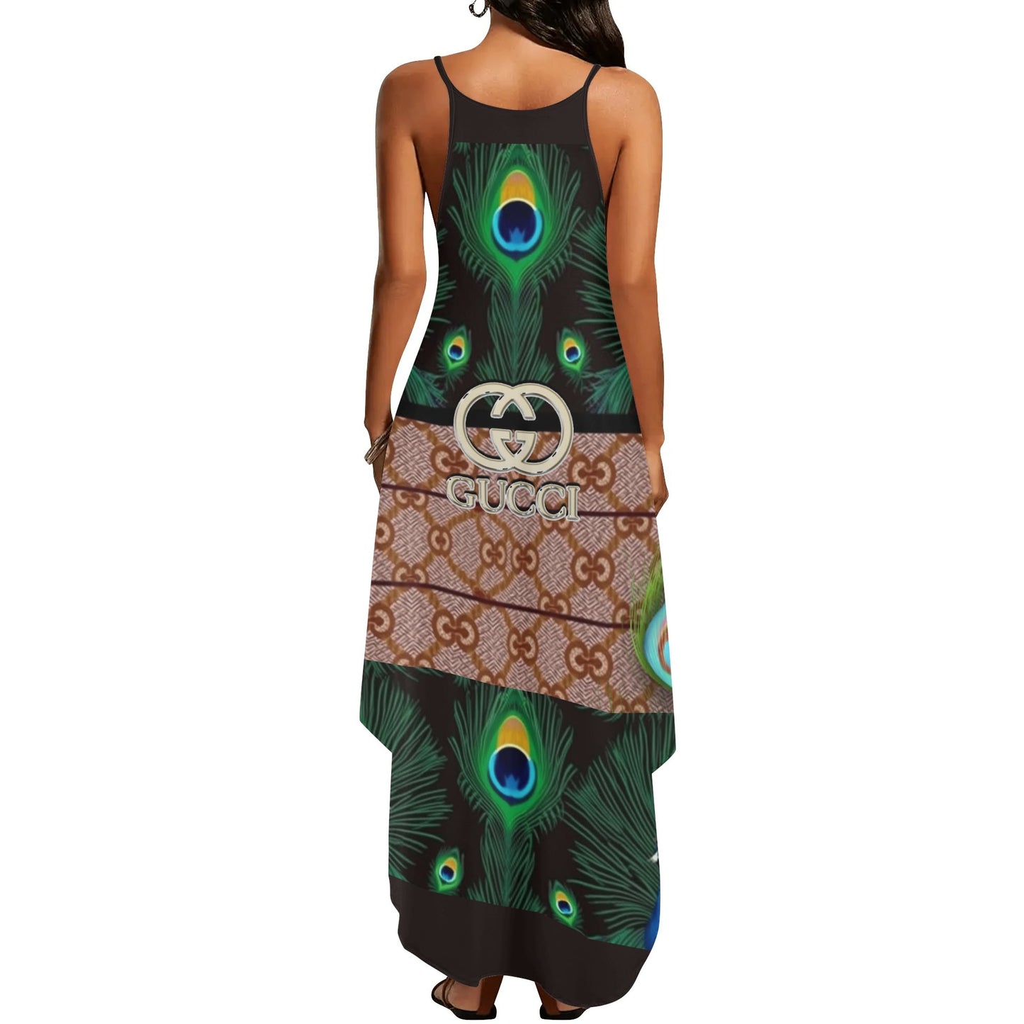 Gucci Pea by Carti Long Draped Women Sleeveless Summer Evening Gown Suspender Dress