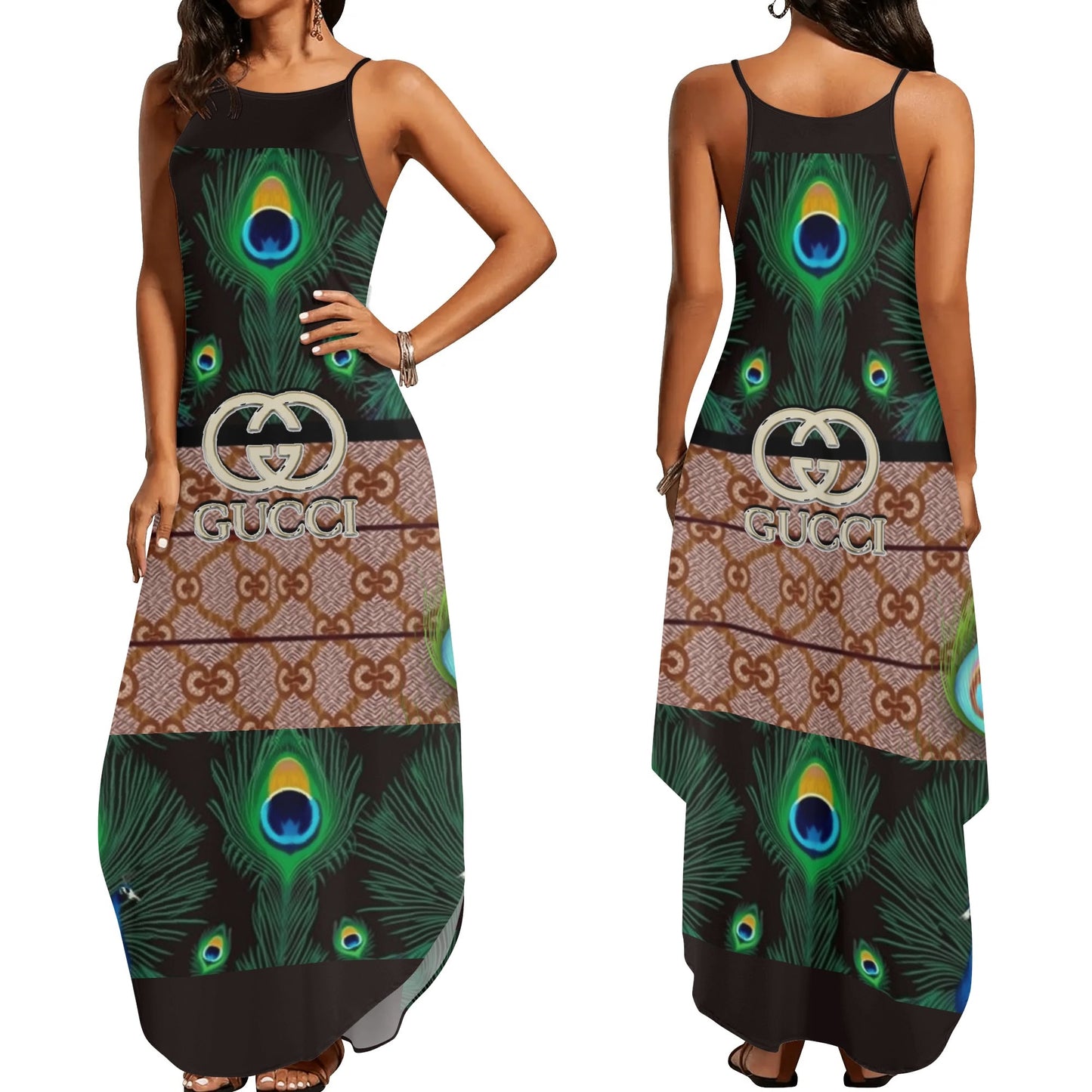 Gucci Pea by Carti Long Draped Women Sleeveless Summer Evening Gown Suspender Dress