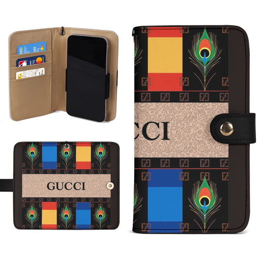 Universal Flip Wallet Phone Case - High-Quality PU Leather with Sunflower Print & Cash/Card Slots for Most Smartphones