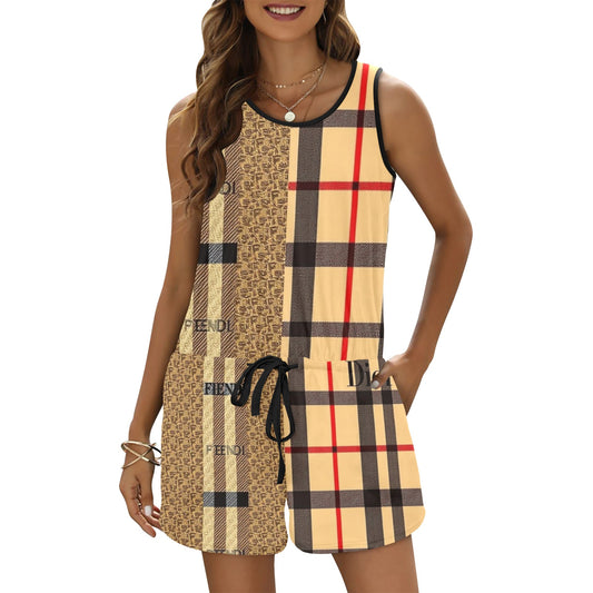 All Over Print Vest Short Jumpsuit (Sets 15)