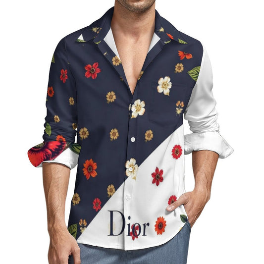 Faux Linen Men Long Sleeve Shirt with Pocket LS (All-Over Printing)