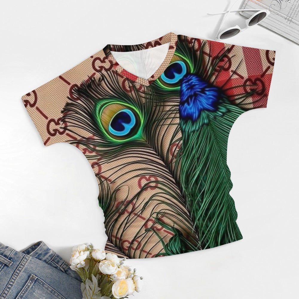 Gucci Pea By Carti V-neck pleated T-shirt