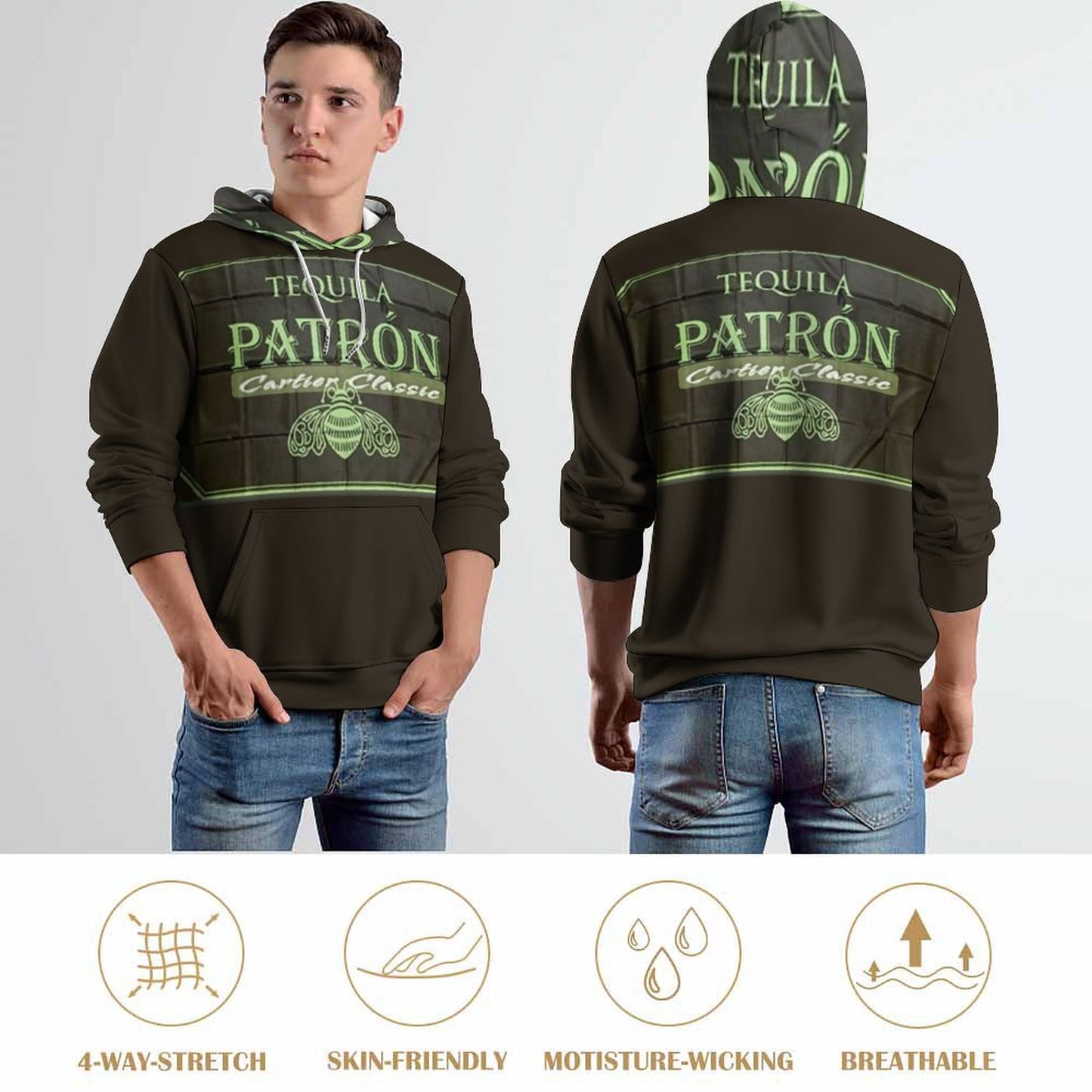 Patron Printed Hoodie for Men
