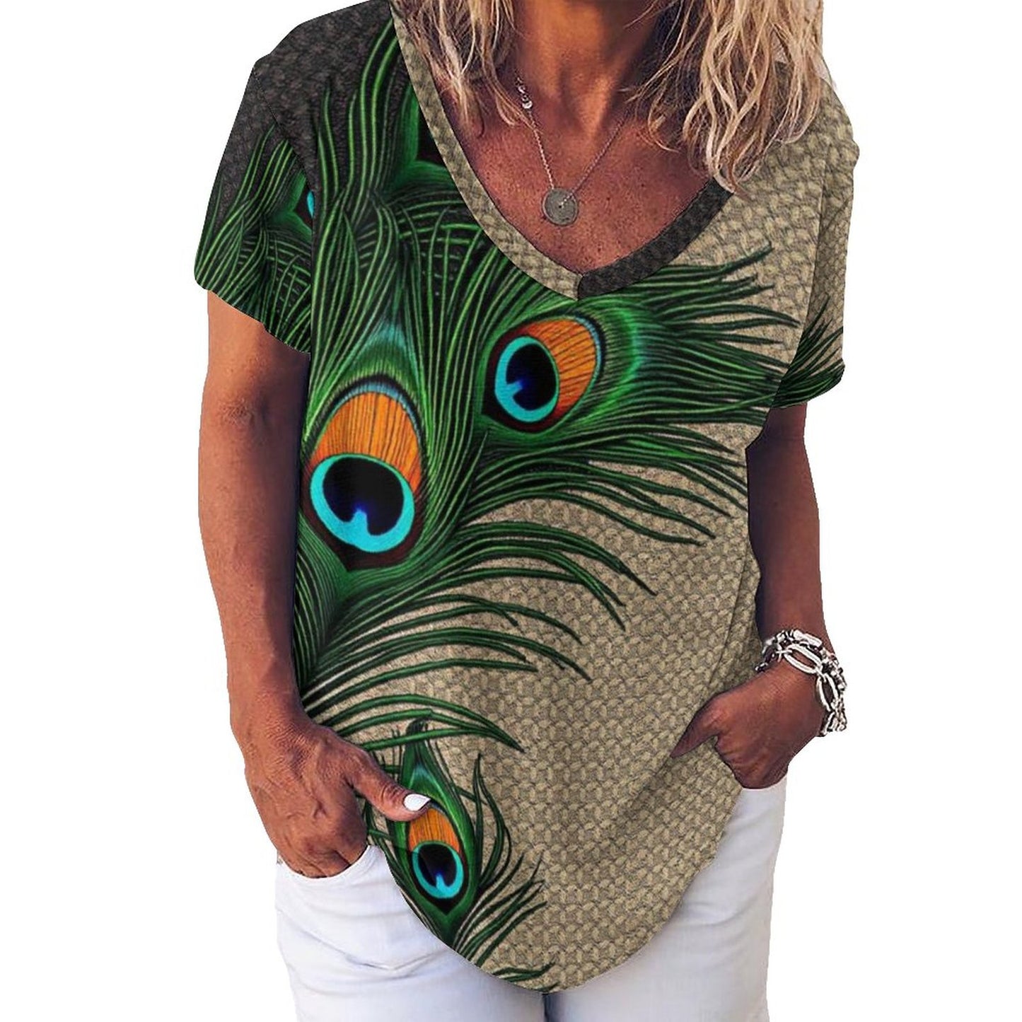 Cartii Pea Faux Cotton  T-Shirt Printed Tee