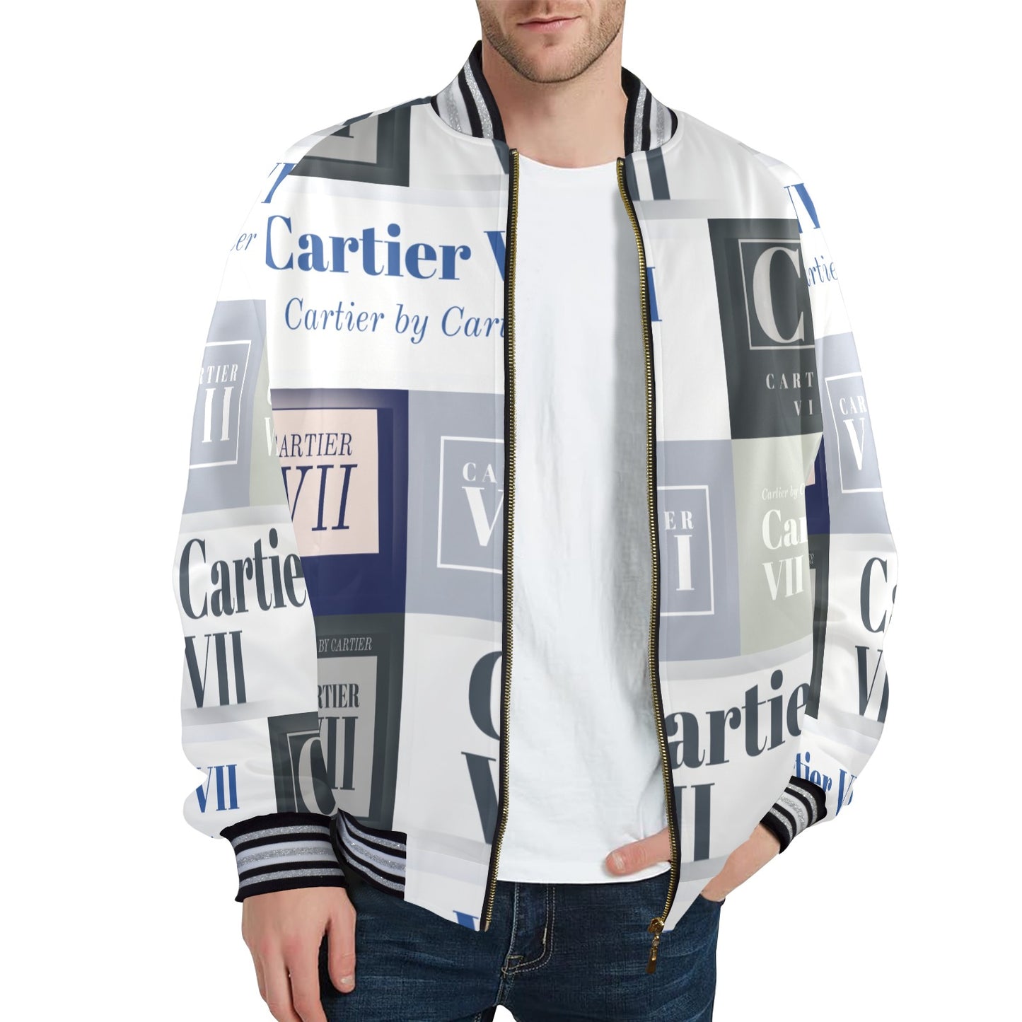 Cartier 7 Men's Striped Trim Bomber Jacket