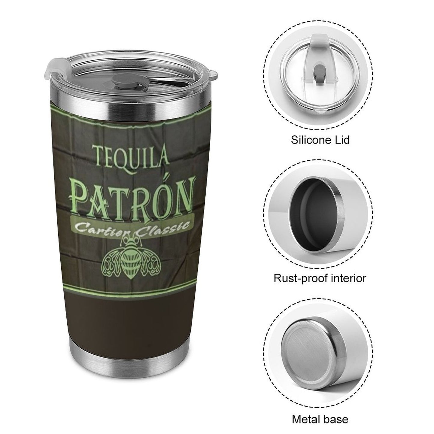 Patron20oz Silver Rim Car Cup