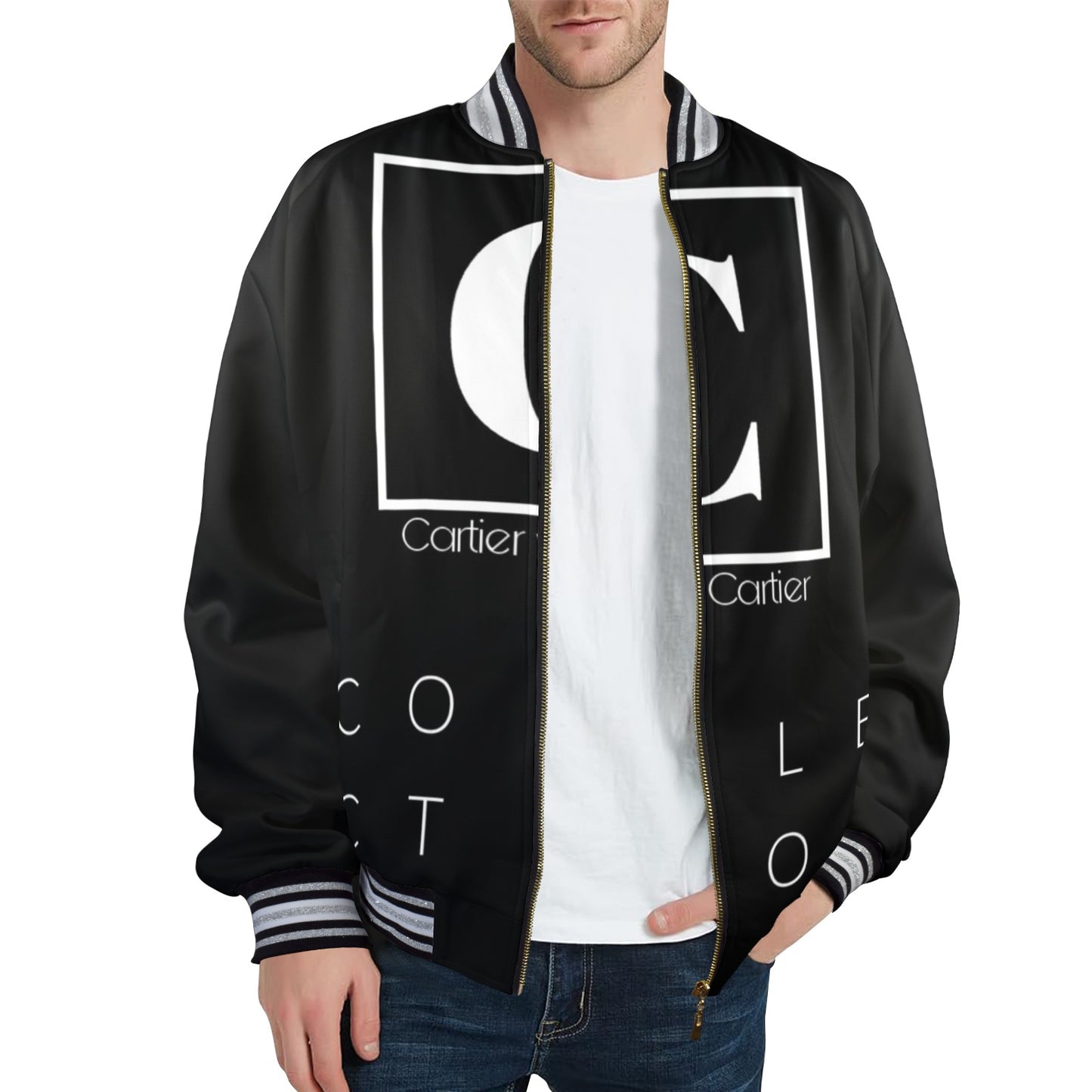 Carti Collect Men's Striped Trim Bomber Jacket