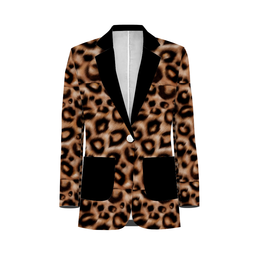 Carti Men lepord Casual Suit Blazer with Pockets Coat Fashion