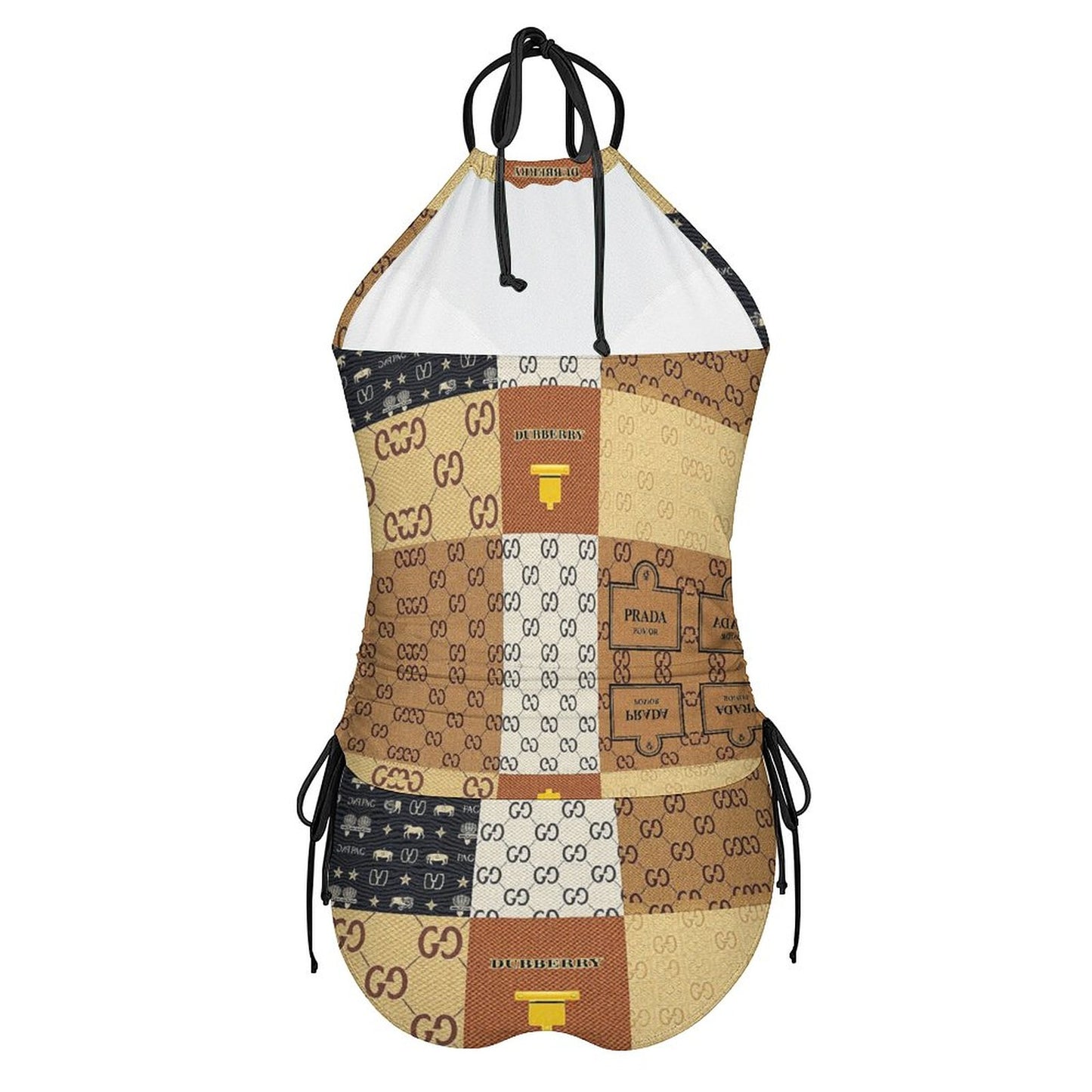 V'sace Versus By Cartier 2-Piece Women's Tankini Set with High Neck Halter Top F145kA01 (All-Over Printing)